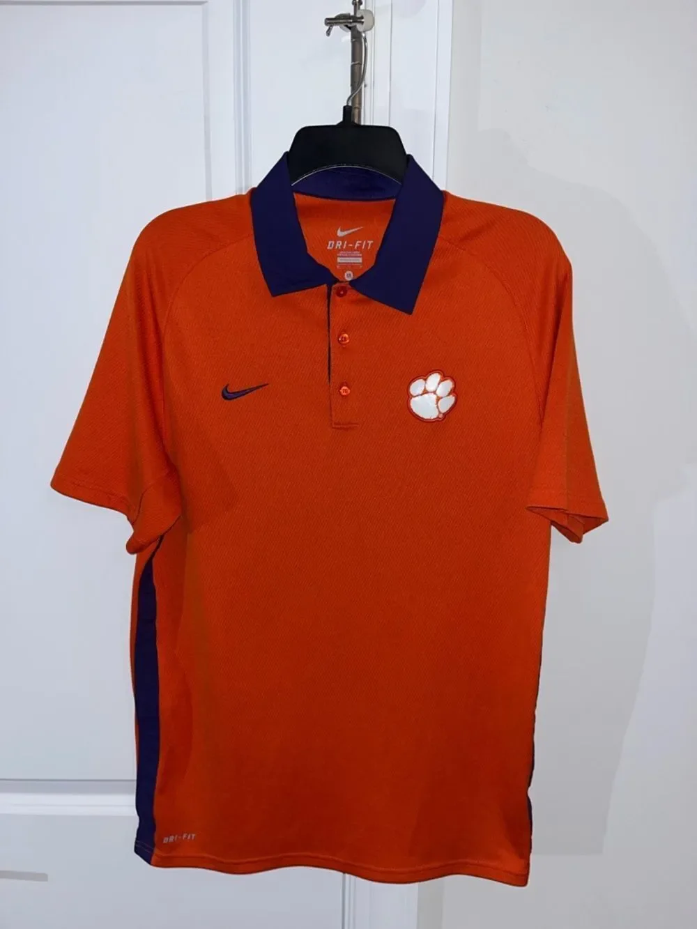 Nike Clemson Tigers Purple Trim Orange  home Football team Polo Golf shirt M